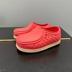Native Baby Boys Boat Shoes Size C7 Slip-On Waterproof Rubber Loafers Red Orange